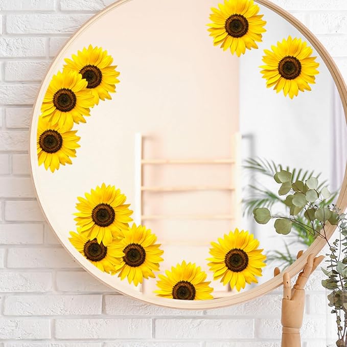 Floral Sunflower Wall Sticker Peel and Stick Flower Pattern Decal for Living Bedroom Nursery Easy to Apply and Remove Home Decoration Tear-Resistant Self-Adhesive Wallpaper