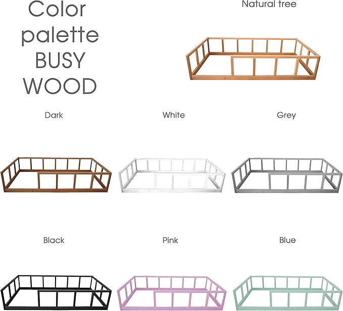BUSY WOOD Montessori Bed for Toddlers - Toddler Floor Bed Twin - Twin Bed Rails for Toddlers - Montessori Floor Bed Toddler - Scandinavian Bed Frame - Platform Bed - Toddler Bed Frame (Model 10)