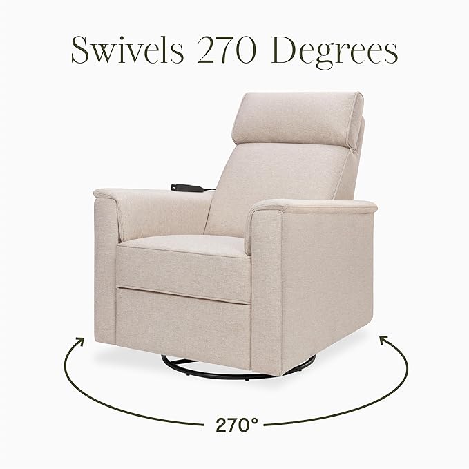Namesake Willa Deluxe Power Recliner & Swivel Glider with Heat & Massage in Performance Beach Eco-Weave, Built-in USB Charging Port, Greenguard Gold & CertiPUR-US® Certified