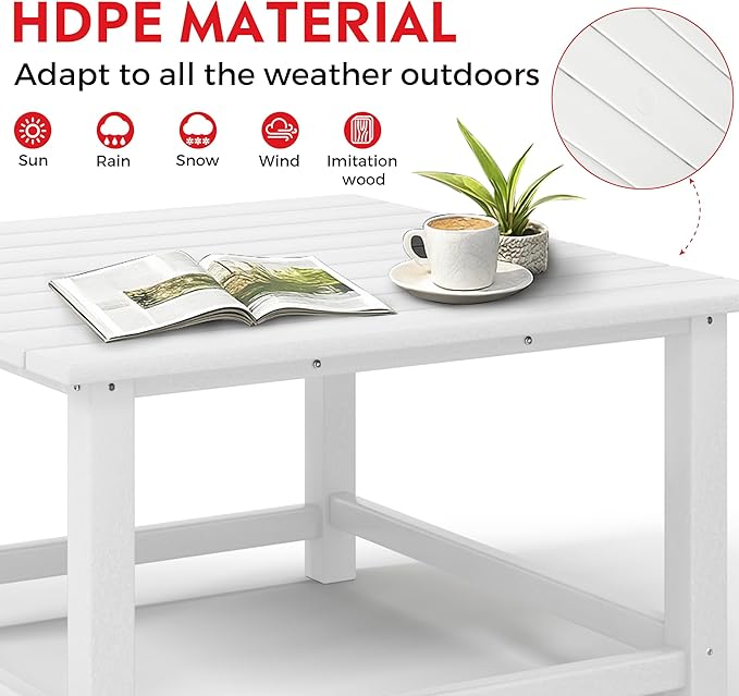 Costaelm Outdoor Kids Table, Toddler Dinner Table Baby Desk Outdoor Childrens Party Tables for Arts & Crafts, Snack Time, Multi-Activity Desk for Ages 2-8 in Classroom/Outside, White