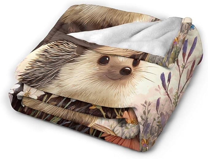 Hedgehog Blanket Cute Hedgehog Throw Blanket Soft Cozy Fleece Fuzzy Stuffed Plush Flannel Gifts for Girls Women Boys Kids Adults 50"X60"