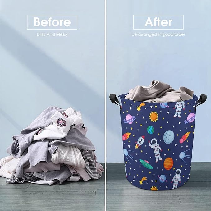 Kids Laundry Basket Christmas Basket Space Toy Dirty Clothes Storage Bins Collapsible Laundry Baskets Boys Room Decor Christmas Gifts