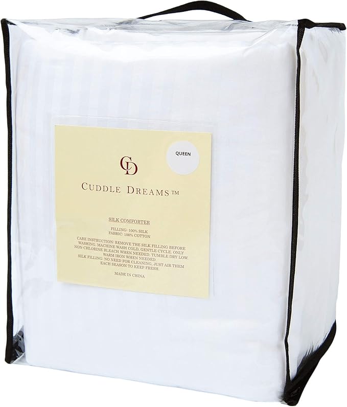 CUDDLE DREAMS Silk Comforter for Spring/Summer/Fall, 100% Long-Strand Silk Filling, Natural & Breathable (Twin Size)