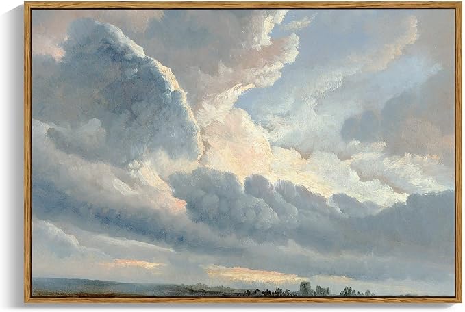 OIQArtOIQ Vintage Landscape Canvas Wall Art Framed Natural Scenery Painting Artwork Prints France Country Wilderness Farmhouse Decor Pictures Kitchen Bedroom Living Room Bathroom