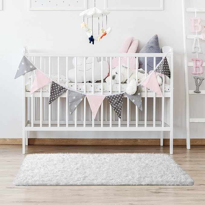 Ophanie 3x5 Snow White Rugs for Bedroom Fluffy, Girls Kids Baby Shaggy Shag Fuzzy Soft Carpet, Small Plush Bedside Area Rug, Indoor Floor Room Carpet for Teen Dorm Home Decor Aesthetic, Nursery