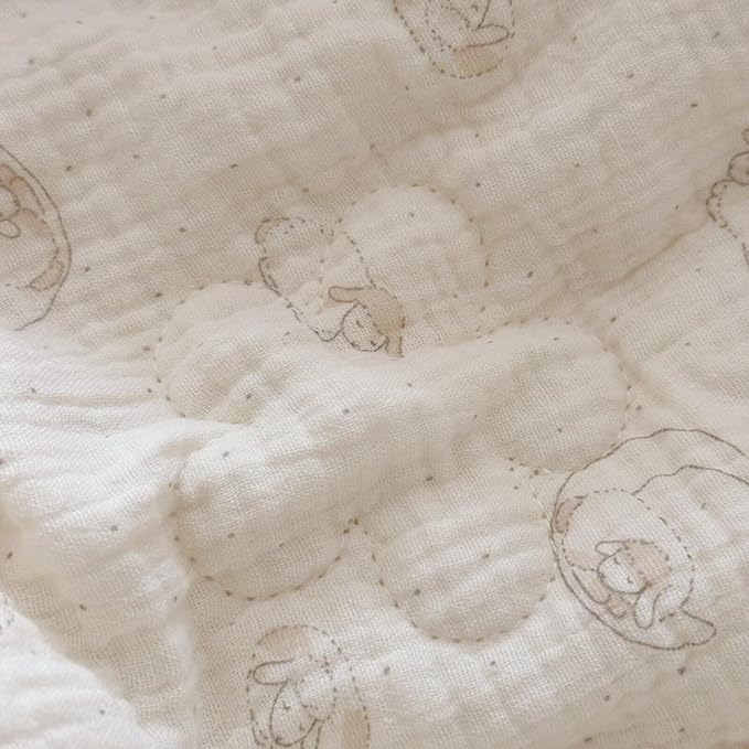 BuLuTu Muslin Baby Quilt Toddler/Twin Bed Blanket Lightweight Comforter for Girls Boys| 2 Layer Cotton Muslin| Soft Breathable| 60"x78", 2.5 Pounds| Sheep Pattern | Machine Washable