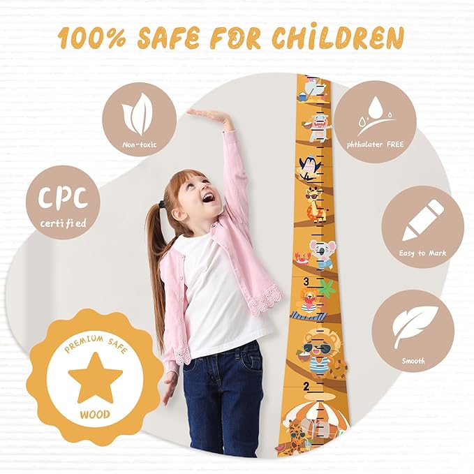 Personalized Name Height Measurement for Wall – Coconut Beach Children's Growth Chart, Wall Height Ruler for Kids and Toddlers, Perfect for Nursery, Bedroom, Playroom