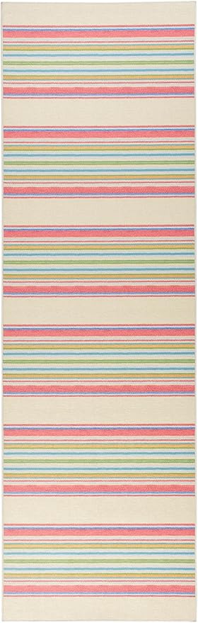 Dash & Albert Cady Stripe Multi Machine Washable Rug, 4 X 6 Feet, Multicolored Stripe Pattern - Premium Luxury Hotel Quality Soft Breathable Hypoallergenic Machine Washable Easy Care All Season