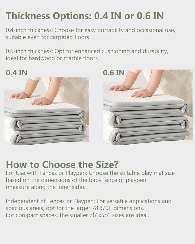 Baby Play Mat 50"*78" Foldable Foam Baby Play Mat for Floor Reversible Waterproof Playmats for Babies Boy and Toddlers Infants Edge Reinforcement Crawling Mat for Indoor&Outdoor&Travel