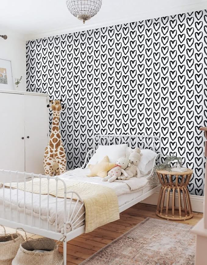 Timeet Black White Wallpaper - Peel & Stick 17.7"x118" Modern Wall Decoration