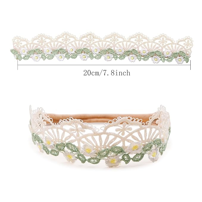 Baby Girl Floral Headband Nylon Flower Crown Elastic Hairband 3pcs Hair Accessories Gift for Girls (9557-001)