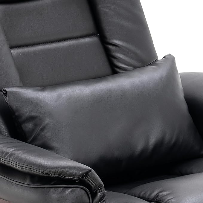 MCombo Swivel Recliner with Ottoman Chair, TV Chair Sets with Vibration Massage, for Small Space Living Room Bedroom 9096 9099 (Textile, Black)