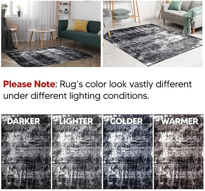 Keen Home Design Area Runner Rugs - 2x12 Non-Shedding, Abstract Runner for Kitchen, Living Room, Bedroom, Dining Room, Entryway - Size: 2'8" x 11'11", Abstract Black