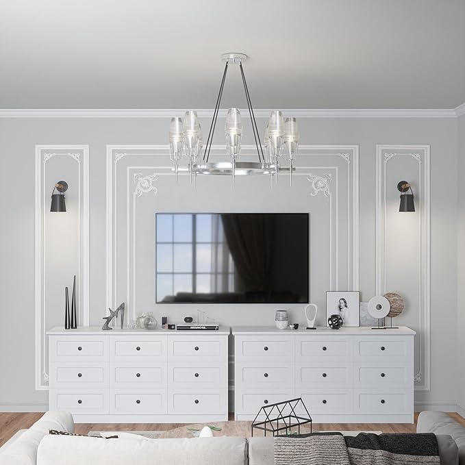 63'' W Long Modern Dresser 9 Drawers with Handles, White Dresser & Chest of Drawers with Large Capacity Storage, Freestanding Storage Dressers for Bedroom, Living Room, Hallway