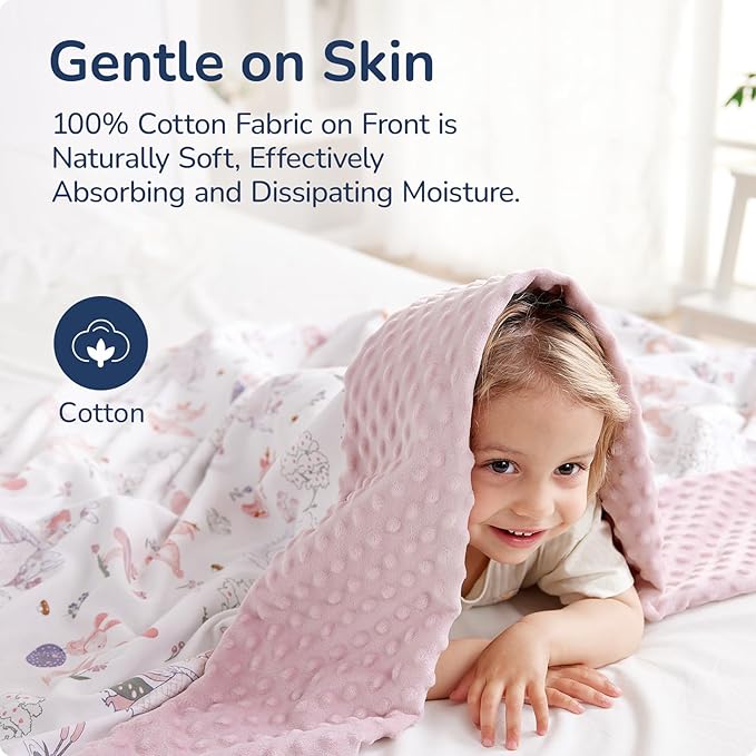 Baby Blankets for Girls, Reversible Super Soft Blankets for Toddlers with Cotton Front and Dotted Fleece Backing, Lightweight and Warm Crib Blanket for All Seasons 30"x40"(Bunny)