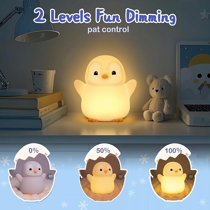 YuanDian Penguin Night Light, Cute Animal Themed Gifts for Adults and Teens. Decorate Bedrooms with Silicone Penguin Toy Nightlights, Christmas Birthday Gift for All