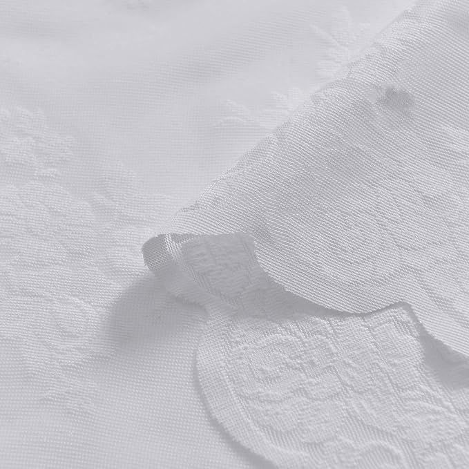 Kotile White Lace Curtains 96 Inches Long 2 Panels, Country Rustic Floral Design Scalloped Lace Curtain Panels for Living Room, Rod Pocket Privacy Sheer Lace Curtains, 42 x 96 Inch Each, White