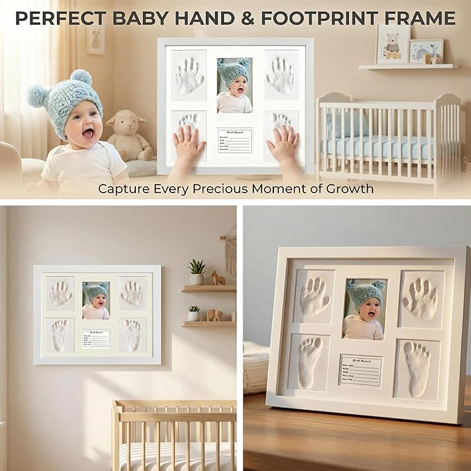 MICKYU Baby Handprint and Footprint Casting Molding Keepsake Frame Kit - Newborn Memory Gift for Boys Girls