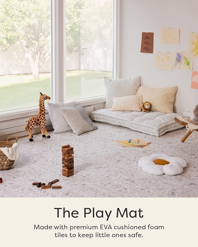 House of Noa Baby Play Mat – 4x8 Latte Emile – Set of 8 Tiles – Cushioned EVA Foam Play Mat for Floor, Soft Interlocking Baby Crawling Mats for Hard Floors