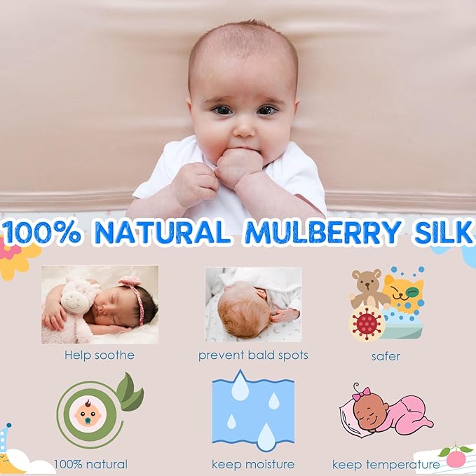 PROMEED 100% Mulberry Silk Bassinet Sheet for Baby Hair Loss and Bald Spot, Oeko-TEX Certified 23 Momme Silk Farm Animal Nursery Bedding for Bassinets/Cradles/Cots/Cribs (Farm Animals)
