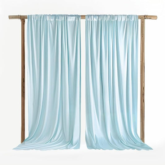 10x10ft Wrinkle Free Blue Backdrop Curtains for Parties Blue Fabric Curtain Backdrop Drapes for Wedding Arch Party Ceremony Stage Decoration W5' x H10'丨2 Panels YUNBSDJ141