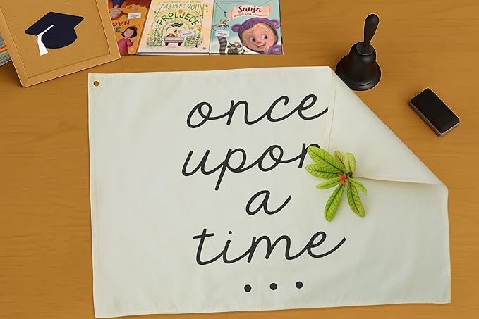 Nursery Canvas Banner Wall Decor-Hanging Rectangular Poster Flag Sign for Baby Kids Girl Boy,Bedroom Babyroom Bookshelf Bookcase Reading Corner Decor,Christmas Gift-Once Upon a Time-28.5" L x 20" W