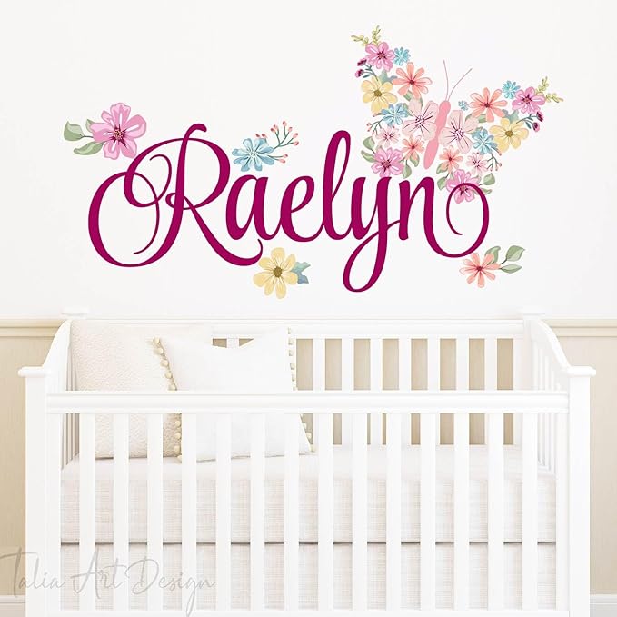 Butterfly Wall Sticker, Custom Name Wall Decals,Peel and Stick Wall Decals for Nursery and Kids Room