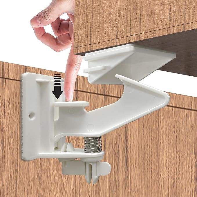 Vmaisi 20 Pack Cabinet Locks Child Safety Latches - Baby Proofing Cabinets Drawers Lock - Upgraded Stronger Adhesive Easy Installation - No Drilling