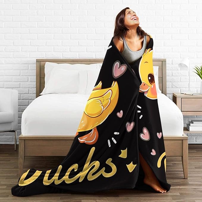 Duck Blanket Just A Girl Who Loves Ducks Throw Blanket Flannel Stuff Merch Cozy Decor Fleece Plush Fuzzy Warm Soft Lightweight Bedding Gifts for Men Women Girls Boy Couch 60"X50"
