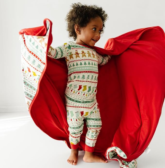 Little Sleepies Christmas Blanket, Soft Viscose from Bamboo Christmas Throw Blanket for Baby Boys & Girls, Lightweight, 50" x 50", Large (Fair Isle)