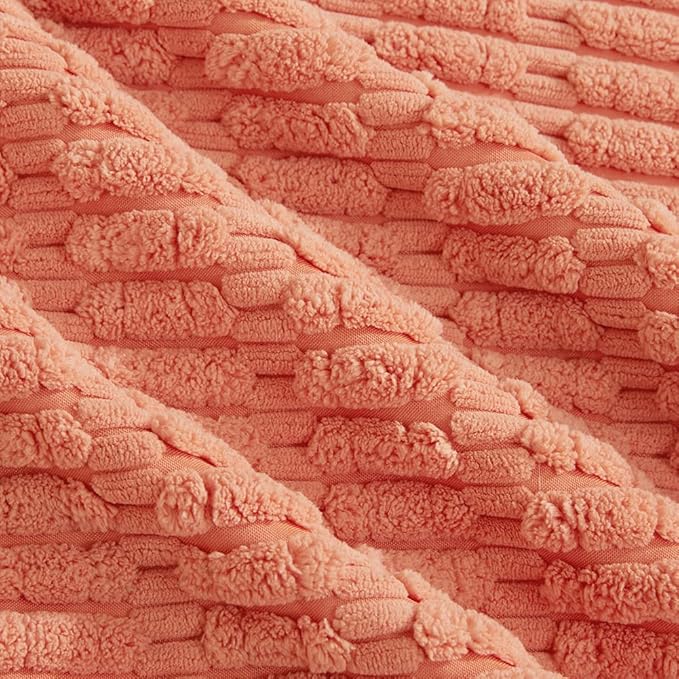 Fancy Homi 2 Packs Coral Decorative Throw Pillow Covers 20x20 Inch for Living Room Couch Bed Sofa, Soft Corduroy Square Cushion Case 50x50 cm, Rustic Modern Farmhouse Boho Home Decor