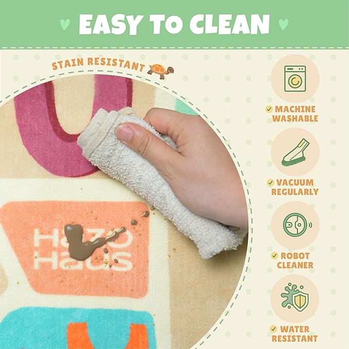 5x7 ABC Alphabet Rug for Preschool Kids – Educational Learning Play Mat for Toddlers, Washable Classroom or Playroom Carpet, Soft & Safe Baby Floor Rug with Fun Letters and Whimsical Art Décor