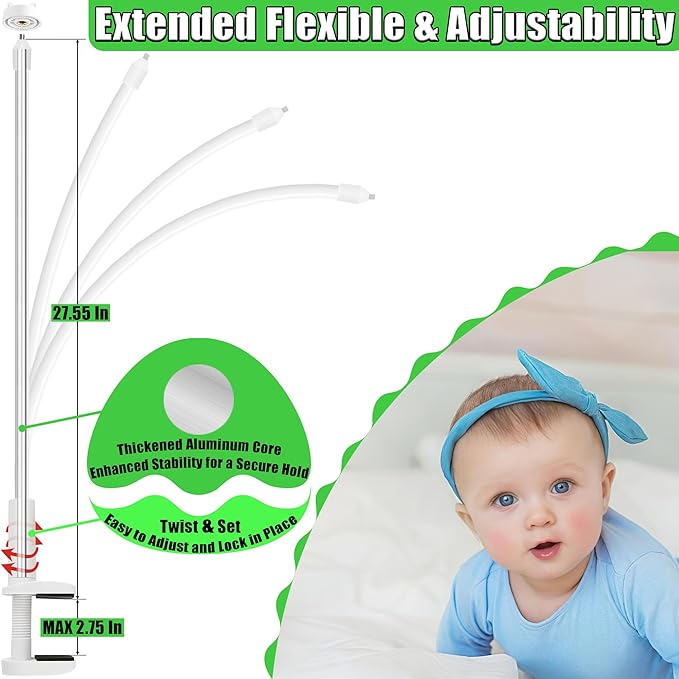 Upgraded Stronger Baby Monitor Mount for VTech New VM901, VM928HD, VM919HD, VM5463 Cameras, 31.5” Flexible Holder Stand for Crib, Shelves, or Furniture - No Tools or Wall Damage
