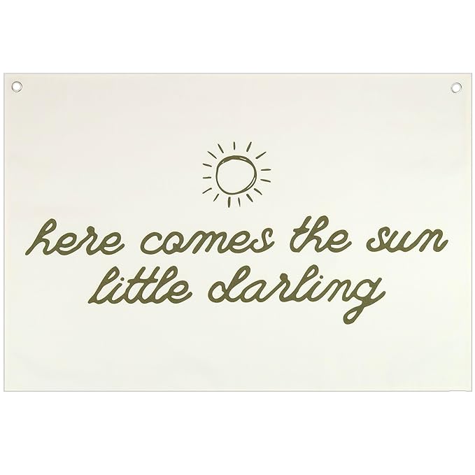 Boho Diversity Rectangular Banner Flag Wall Art Decor Gift for Baby Boy Girl Kid,Nursery Classroom Homeschool Playroom Decor-Here Comes The Sun-Baby Present Shower,Birthday Christmas Gift