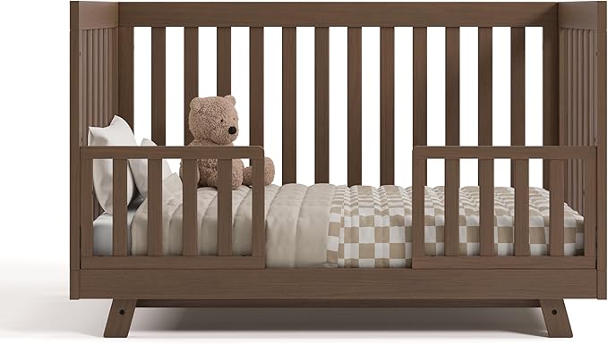 Storkcraft Beckett 3-in-1 Convertible Crib (Hazelnut) – GREENGUARD Gold Certified, Fits Standard Crib Mattress, Converts to Toddler Bed and Daybed, 4 Adjustable Mattress Heights, Grow-with-Me Design
