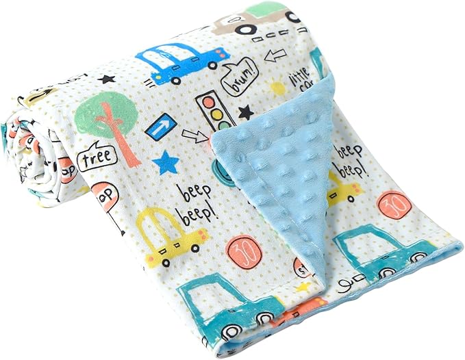 iEvolve Baby Nursery Bed Blankets Ultra Soft Double Layer Mini Blanket Minky Blanket Receiving Blankets Shower Gifts(Car,45 * 60in)