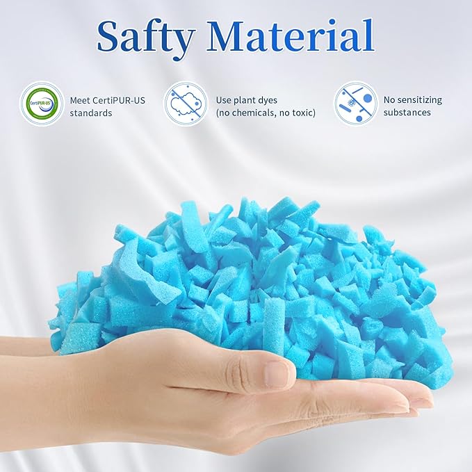 Bean Bag Filler, 60lbs Shredded Memory Foam Filling, Soft Pillow Stuffing Bean Bag Refill Foam for Couch, Cushion, Stuffed Animals, Dog Bed, Arts Crafts