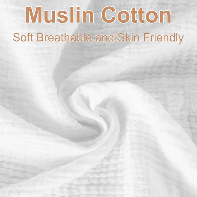 2 Pack Muslin Fitted Crib Sheets for Baby Girls & Boys-Neutral Breathable Crib Mattress Protector for Standard Crib Mattress(28"x 52")-Soft No Slip Cotton Toddler Bedding-Gray & White