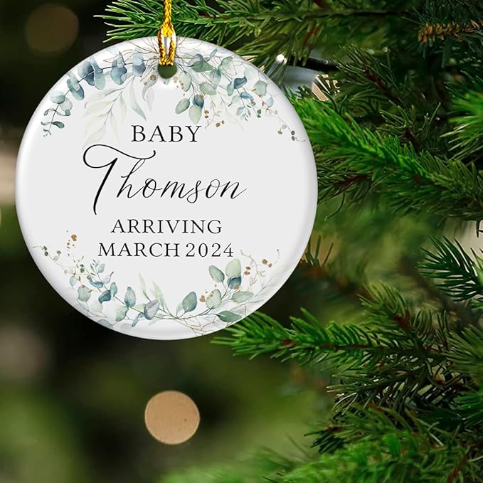 wowcugi Personalized Bumps First Christmas Ornaments Bump Sonogram Ultrasound Picture Pregnancy Announcement Ornament Double Sided Ceramic Gift for Expecting Parents Grandparents