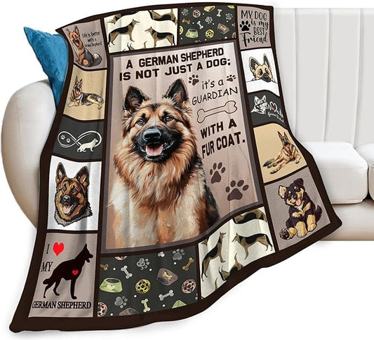 German Shepherd Decor Blanket German Shepherd Gifts Throw Blanket Super Soft Flannel Lightweight Fluffy Plush Fuzzy Fleece Blanket for Dog Lover Girl Woman Boys Kids Adults Man for Bed Sofa 40"X50"