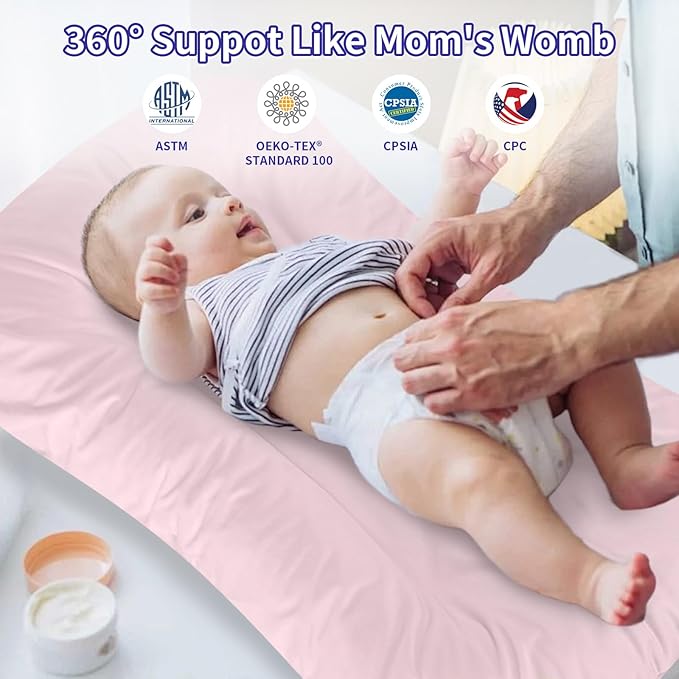 Baby Lounger 0-24 Months 100% Cotton-Snuggle Cozy Me Lounger,Soft & Breathable Tummy Time Mat for Newborn Infant Play Mat,Babies Essentials Gifts,Pink(Lounger Cover Included)
