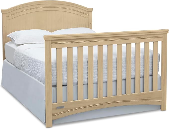 Delta Children Simmons Kids SlumberTime Emma 4-in-1 Convertible Baby Crib N More - Greenguard Gold Certified, Natural Sandstone