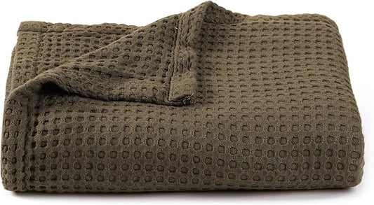 36” X 40” Inches Cooling Baby Waffle Weave Blanket, Ultra-Soft Lightweight Receiving Blanket for Newborn, Breathable Comfortable Baby Swaddle Blanket for Boys and Girls(Olive)
