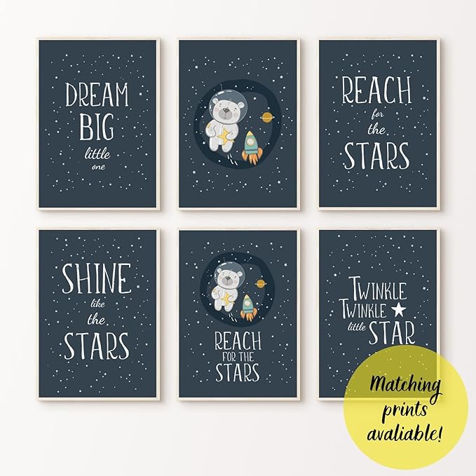 VUVUKU Space Themed Nursery Prints Outer Decor Art For Baby Boy Room Kids Wall Playroom Toddler Poster
