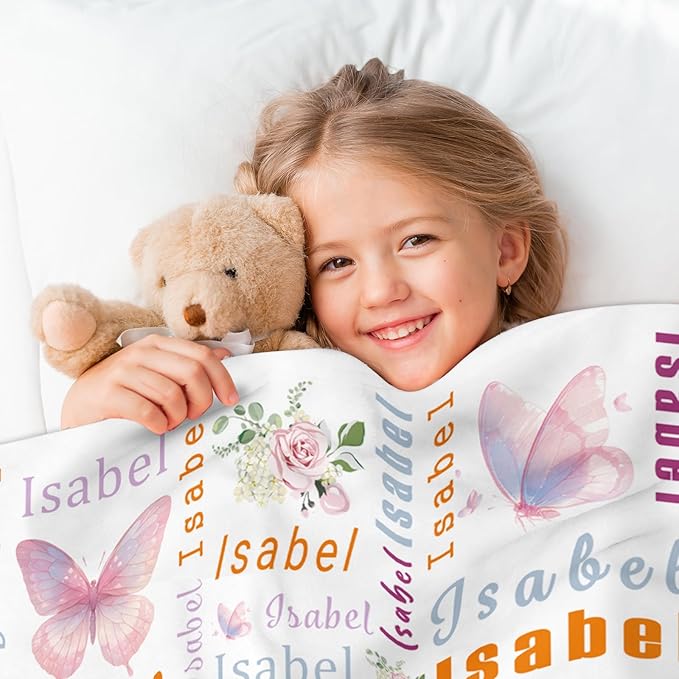 Ship Next Day, Personalized Baby Blanket - Printed in USA, Custom Baby Blanket with Name, Customized Animal Blankets for Boys & Girls, Soft Cozy Receiving Blankets for Toddlers, Stroller Decor Throw