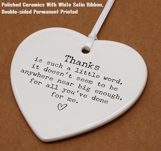 Heart Shaped Christmas Ornament-Appreciation Gift for Teacher Godparent Psychologist Mom Dad Mentor Coach Leader Boss Best Friend-Thanksgiving New Year Thank You Heart Keepsake for Women Men