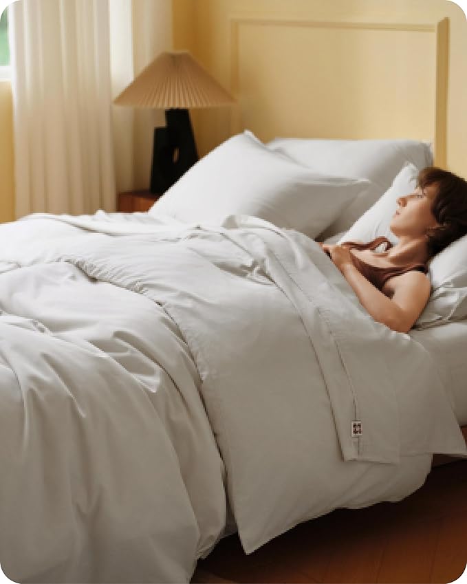 Bedsure Cooling Duvet Cover Queen Size, Cotton & Rayon Derived from Bamboo Blend Duvet Cover Set for Hot Sleepers,Ultra-Soft, Breathable & Lightweight Home Bedding for All Seasons (Linen,90"x90")