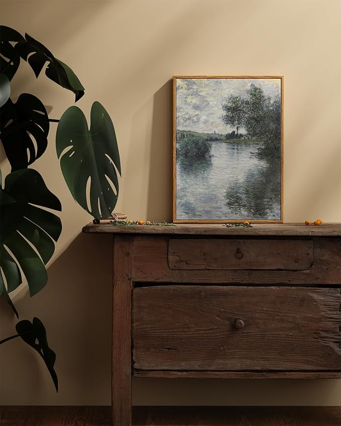 ARPEOTCY Vintage Framed Canvas Wall Decor, 12×16 Inch, Vintage Monet Landscape Art Prints for Decor, Hanging Wall Art for Bedroom, Living Room, Bathroom, Kithchen, Office