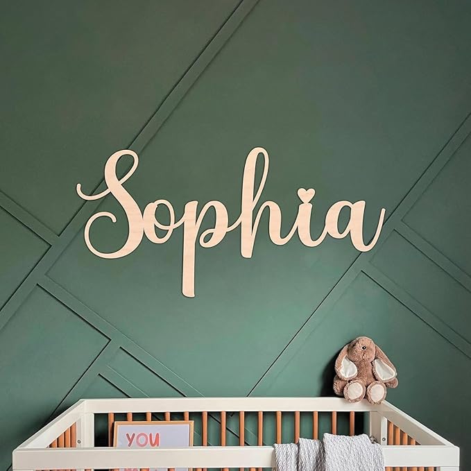 Custom Wood Name Sign For Nursery, 1/3 INCH THICKNESS, Boho Nursery Sign, Family Name Signs, 3D Wall Art for Children & Kids Rooms, Baby Shower, First birthday gift(First Name)