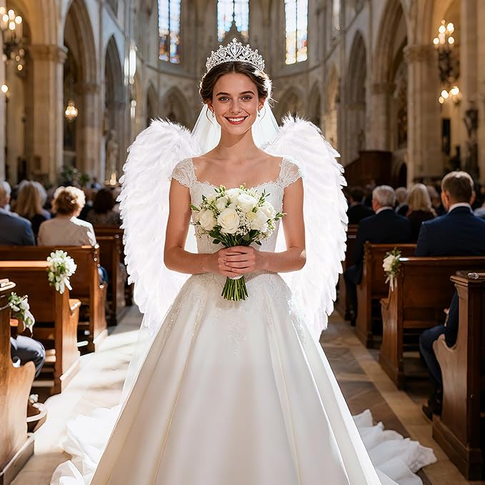THARAHT Feather Angel Wings with Adjustable Elastic Strap Suitable for Photography Role Playin